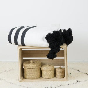 Pom Pom Blanket - white and black