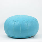 Leather Pouf - Teal