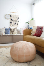 Leather Pouf - Natural