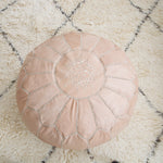 Leather Pouf - Natural