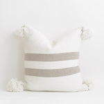 20"x20" Cotton Pom Pom Stripped Pillow Cover wih Tassels