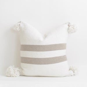 20"x20" Cotton Pom Pom Stripped Pillow Cover wih Tassels