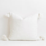 20"x20" Cotton Pom Pom Stripped Pillow Cover wih Tassels