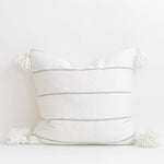 20"x20" Cotton Pom Pom Stripped Pillow Cover wih Tassels