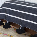 Pom Pom Blanket - Black Stripped